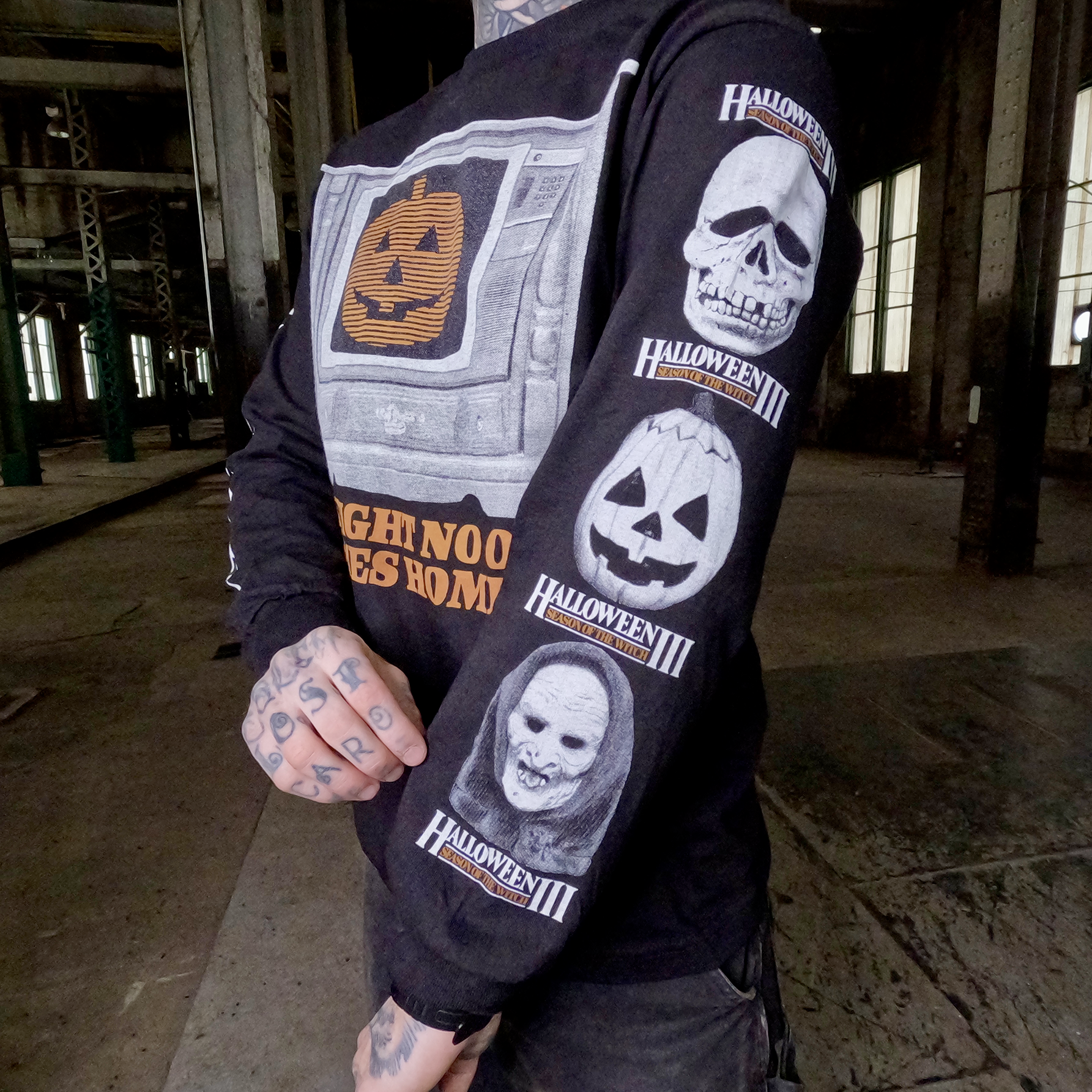 Halloween Season of The Witch Long Sleeve Model Left Sleeve View