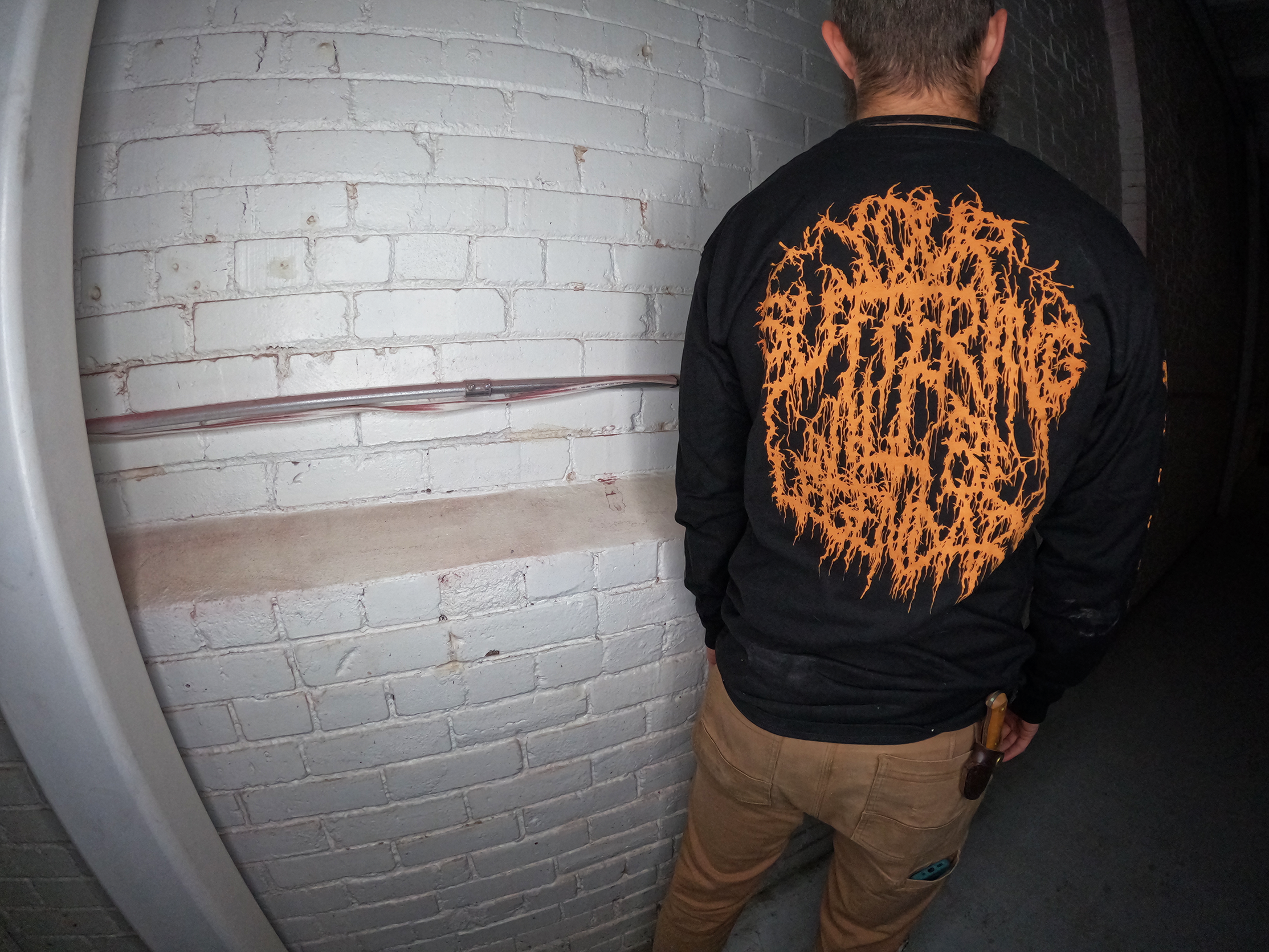 Hellraiser Pinhead Orange Long Sleeve Model Back View