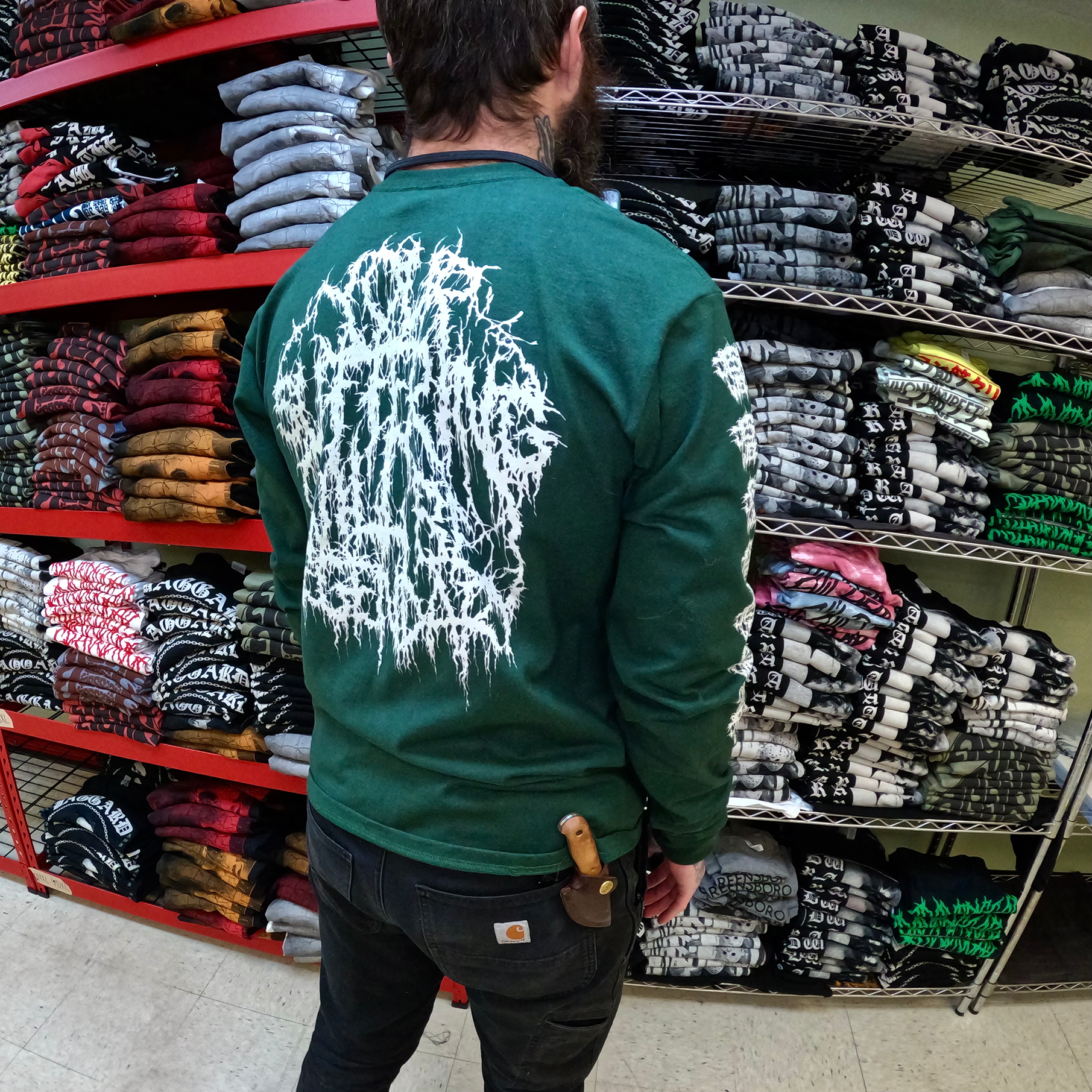 Hellraiser Pinhead Green Long Sleeve Model Back View