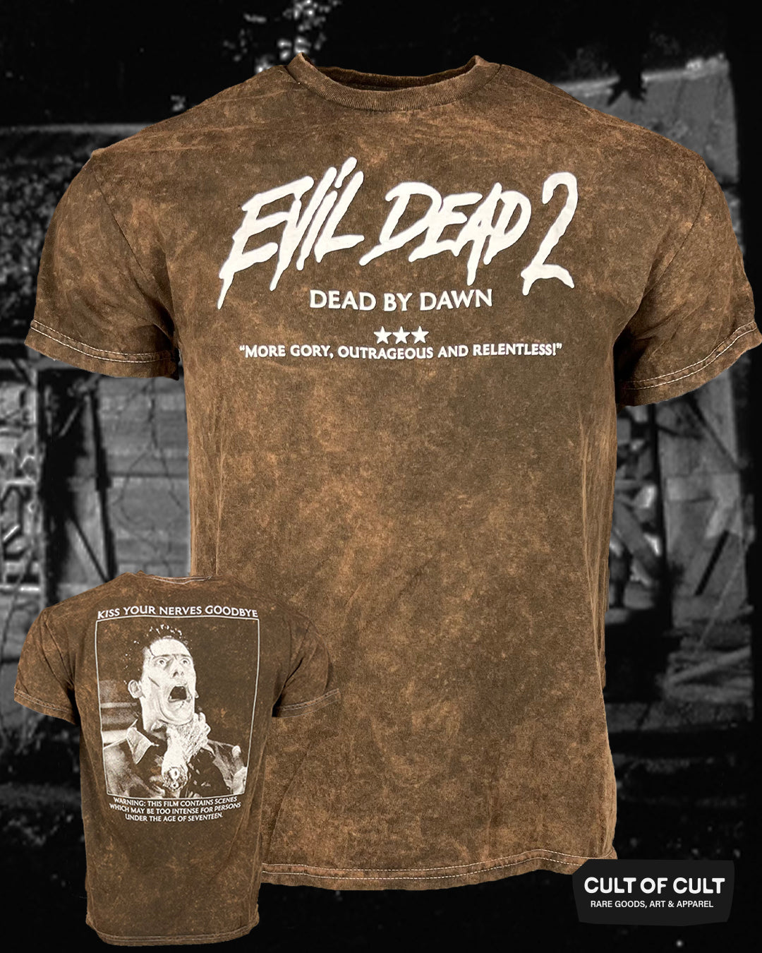 Evil Dead 2 Mineral Wash Short Sleeve Front and Back