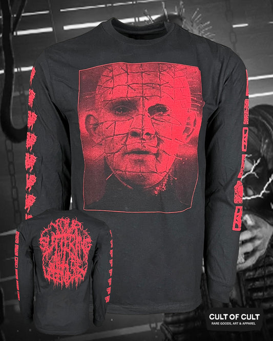 Hellraiser Pinhead Red Long Sleeve Front and Back
