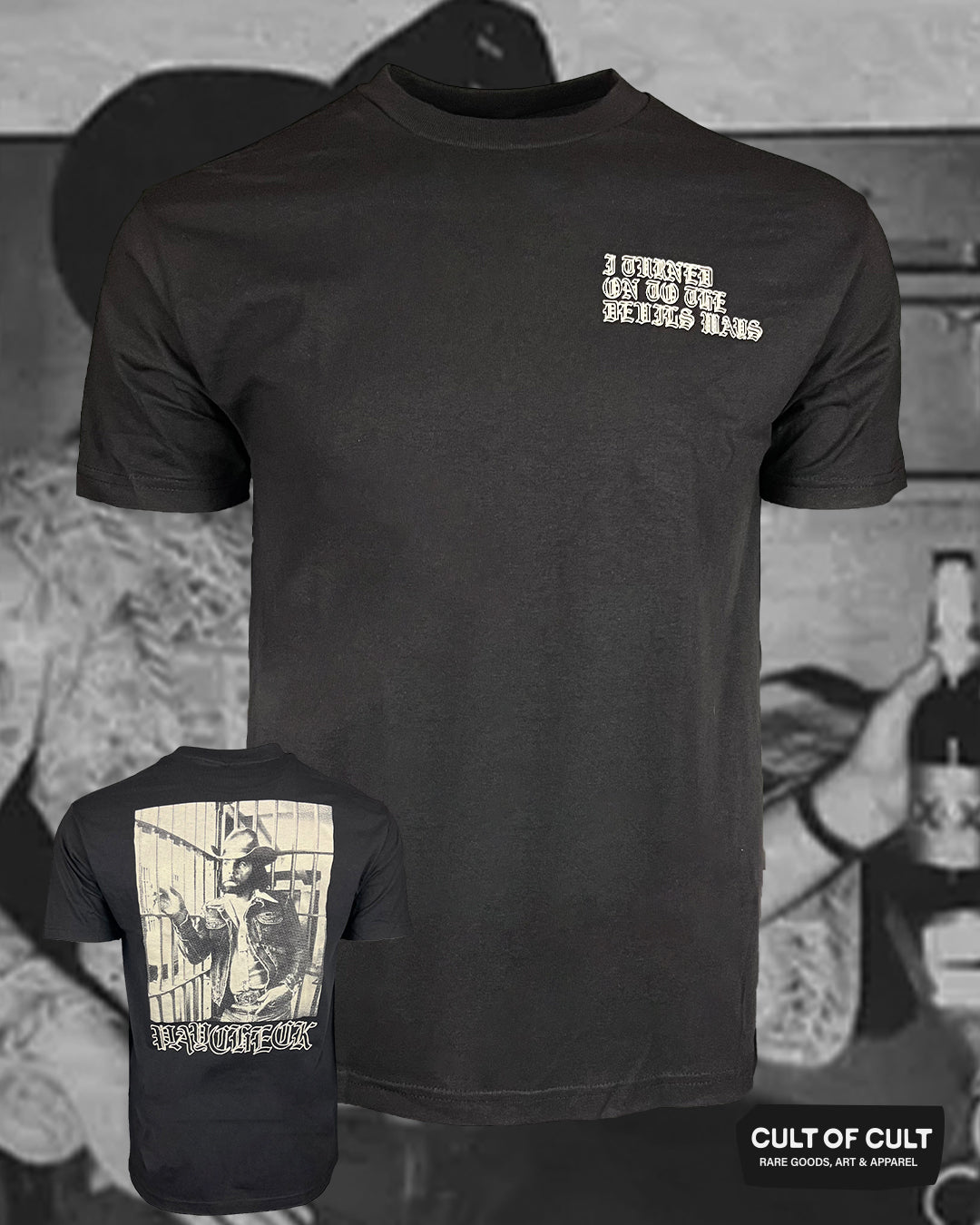 Johnny Paycheck Devils Ways Tee Black Front and Back