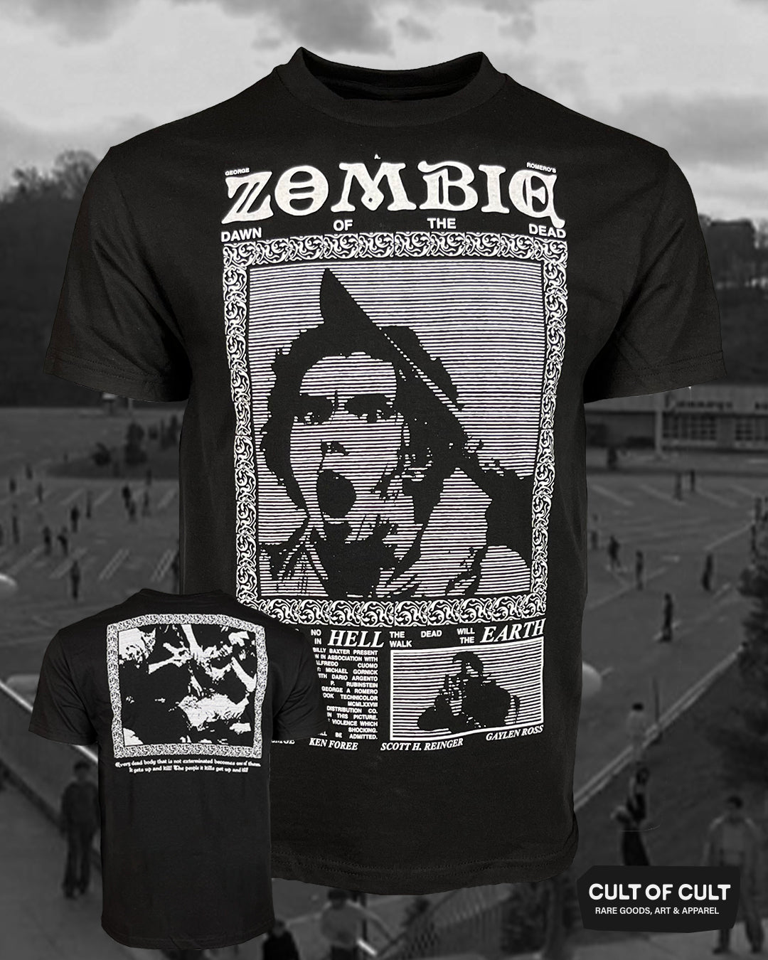 Zombie: Dawn of The Dead Short Sleeve Black Front and Back