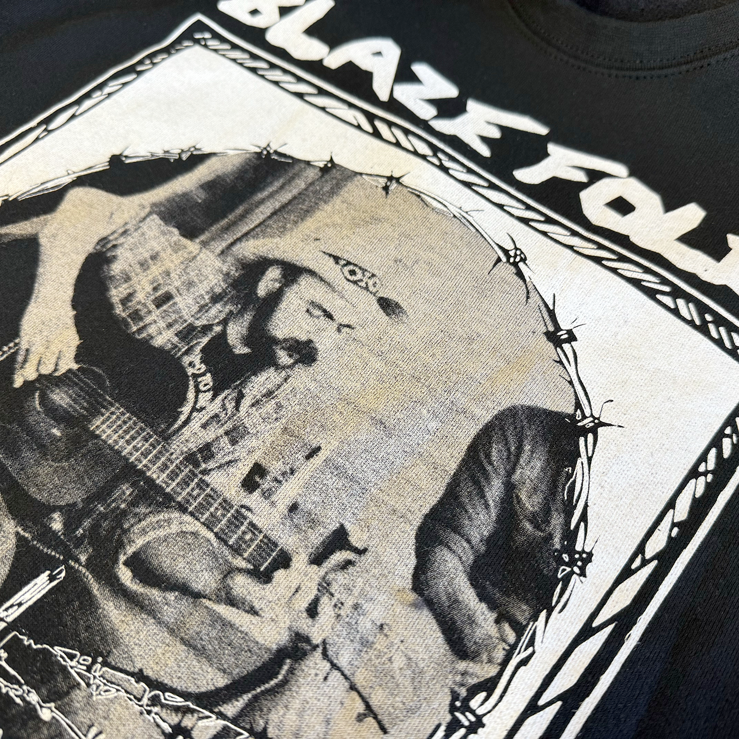 Blaze Foley Crewneck Print Detail Up Close