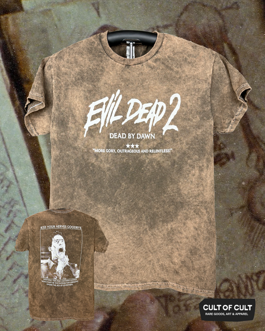 the front and back of the mineral wash Evil Dead 2 short sleeve shirt
