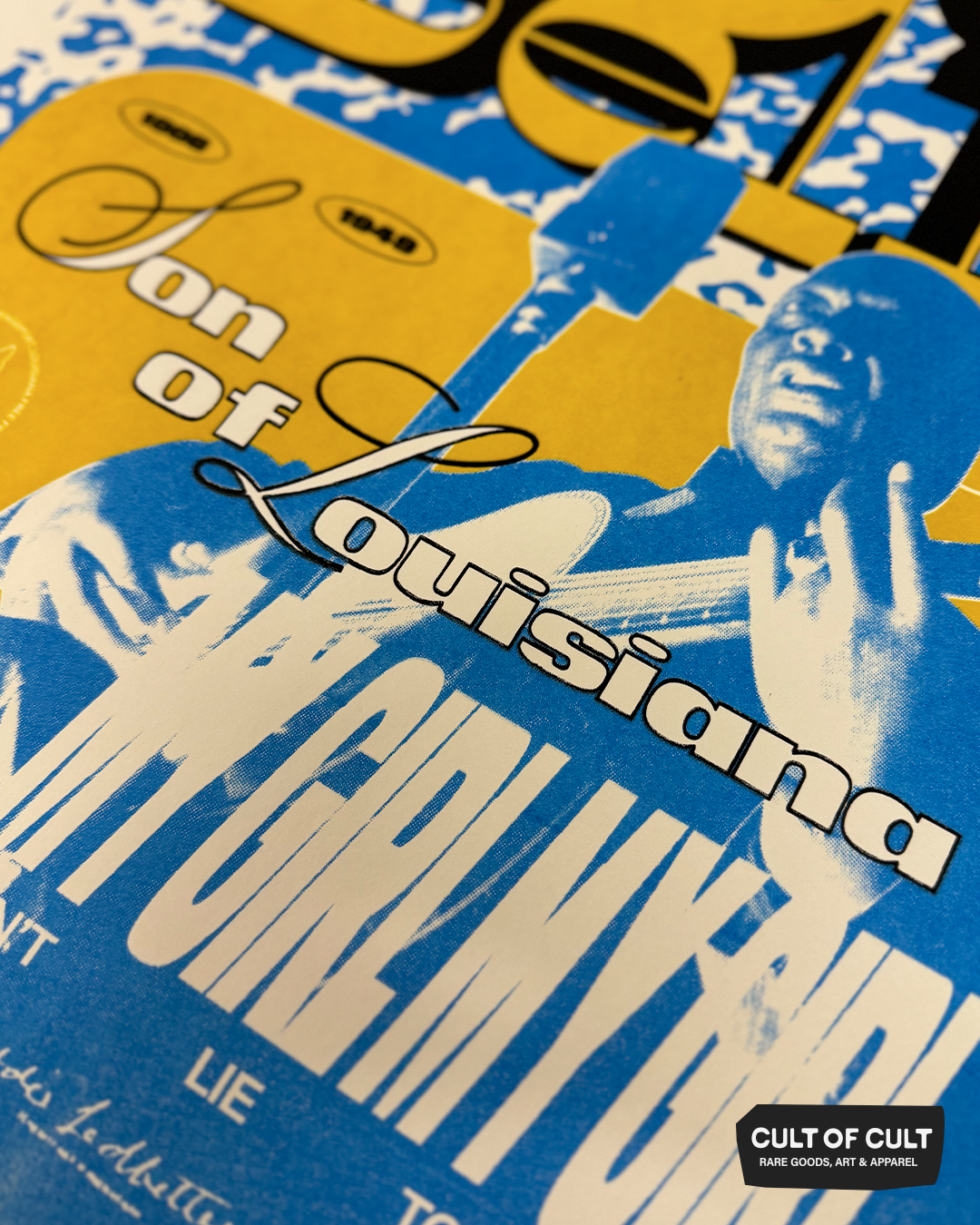 a detailed view of the Lead Belly hand screen printed poster