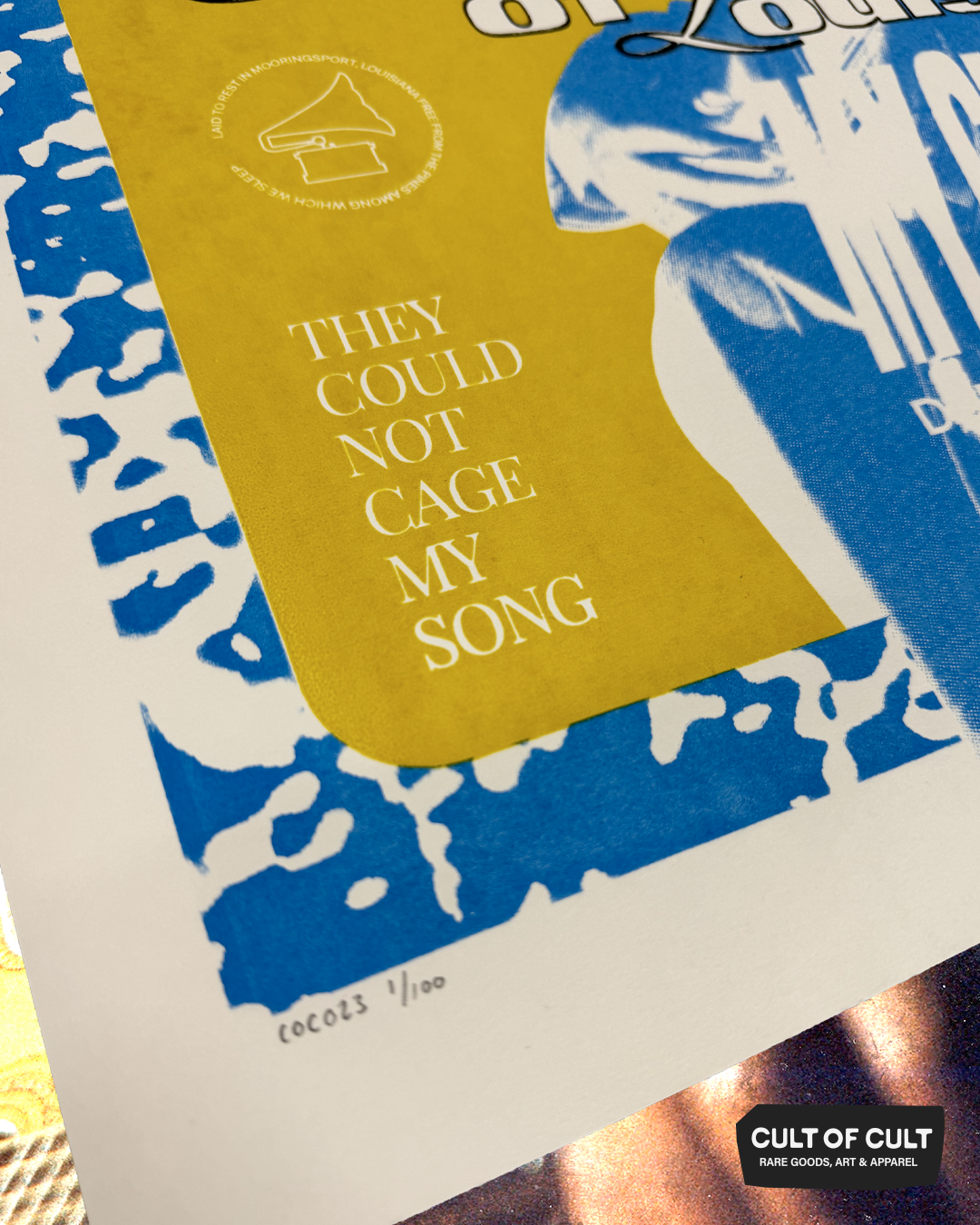 a detailed view of the Lead Belly hand screen printed poster