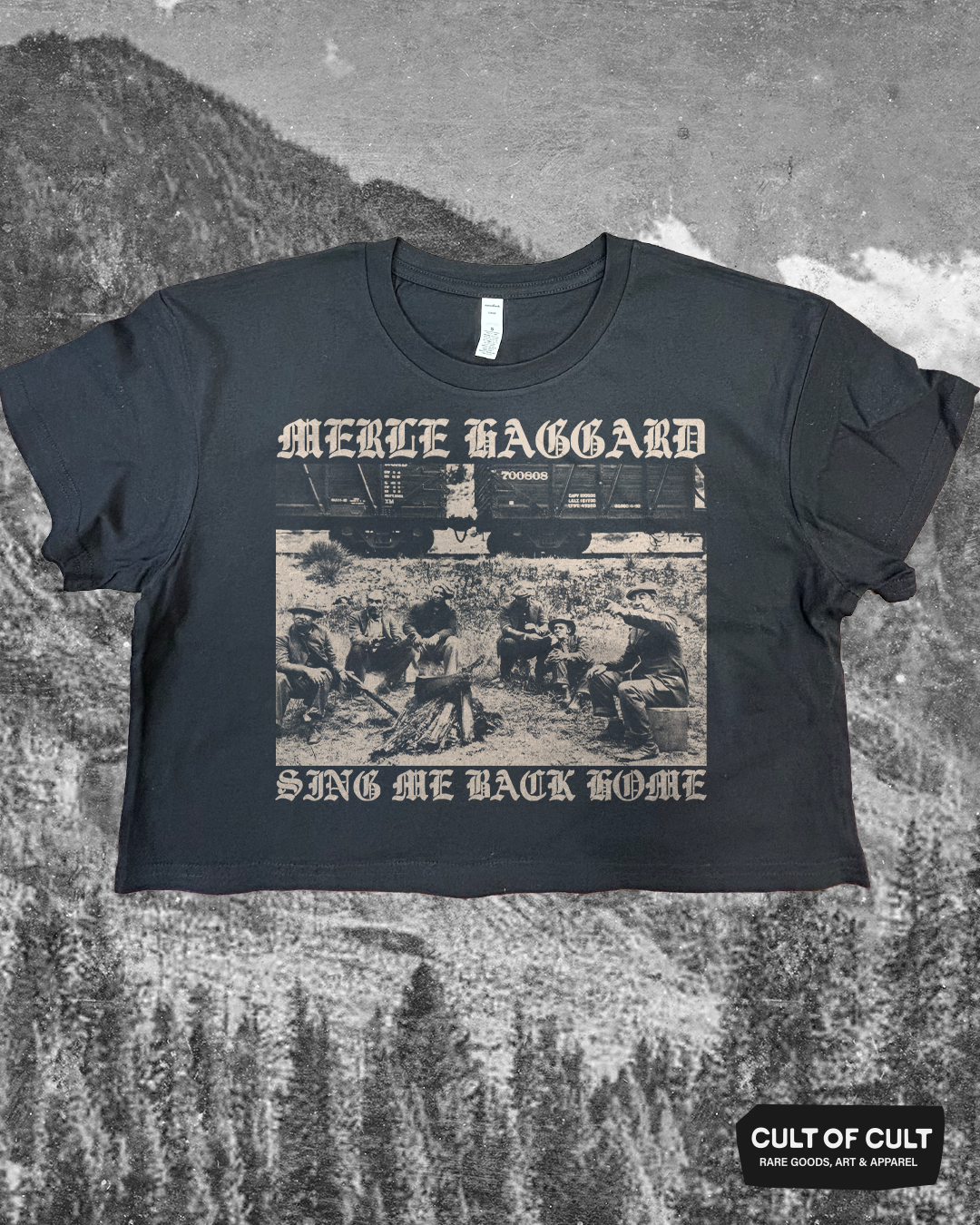 Merle Haggard Sing Me Back Home Crop Top