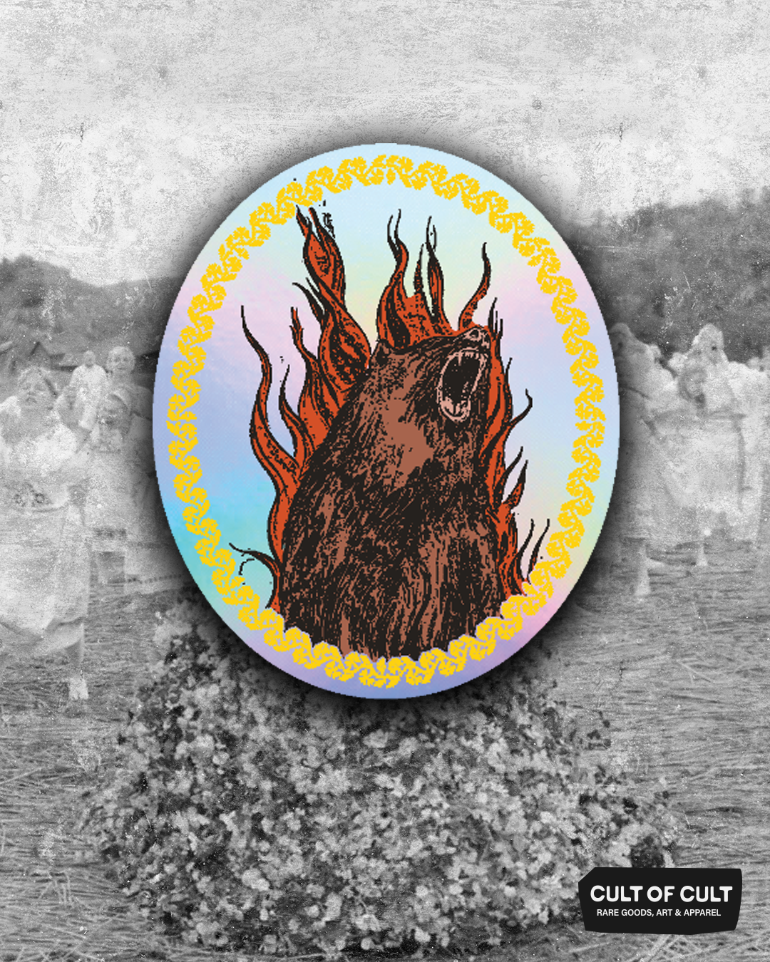 Yellow Temple Sun Cult Stickers
