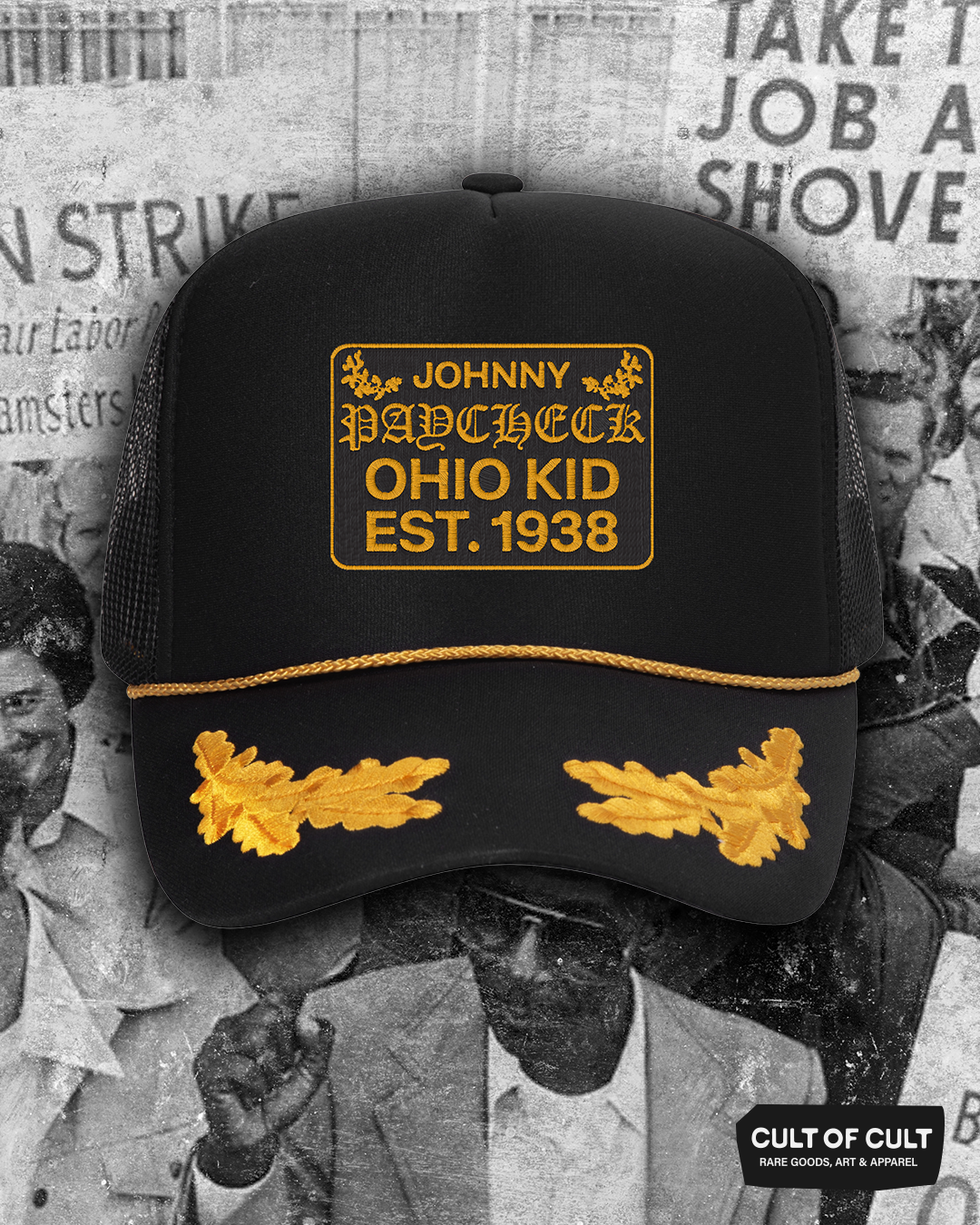 Johnny Paycheck Gold Leaf Trucker Patch Hat