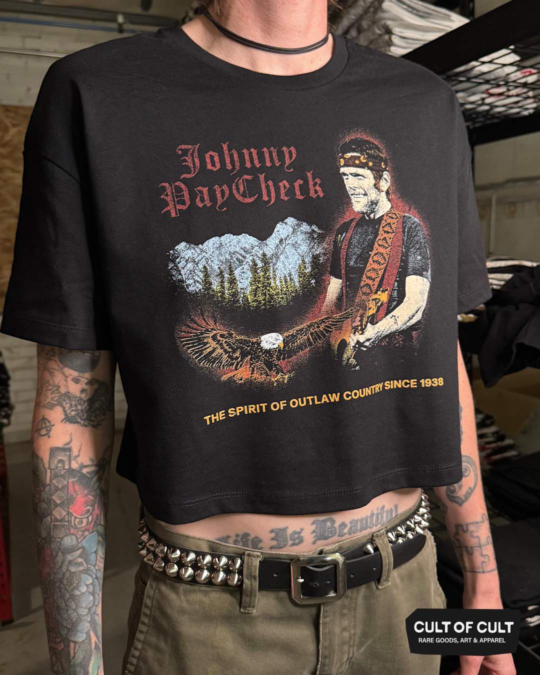 Johnny Paycheck Outlaw Crop Top