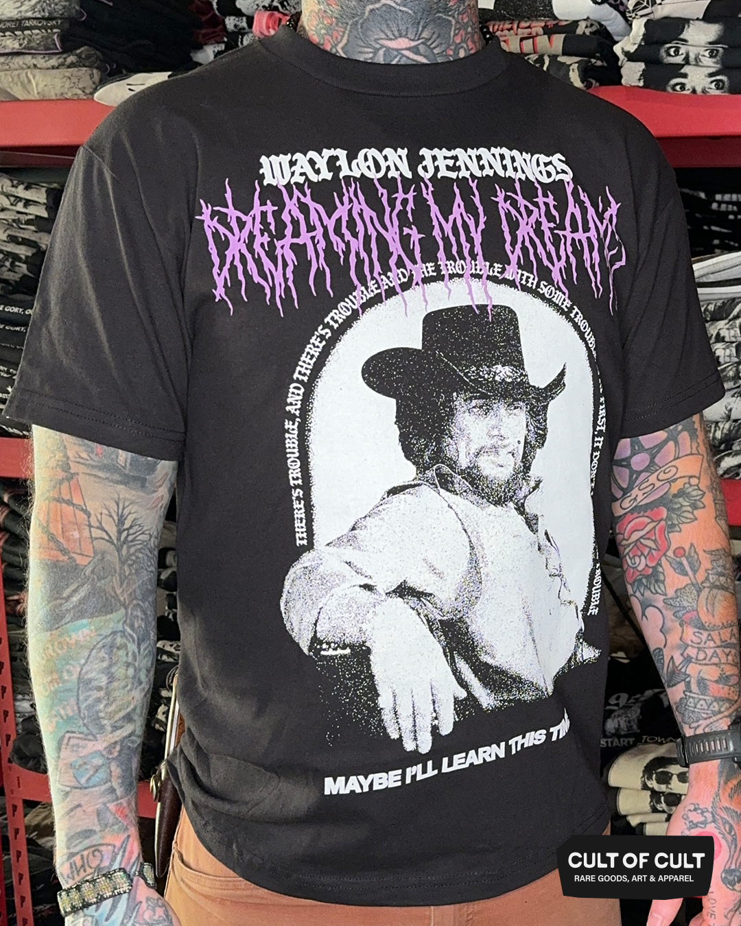 Waylon Jennings Dreaming My Dreams Short Sleeve Model Front View