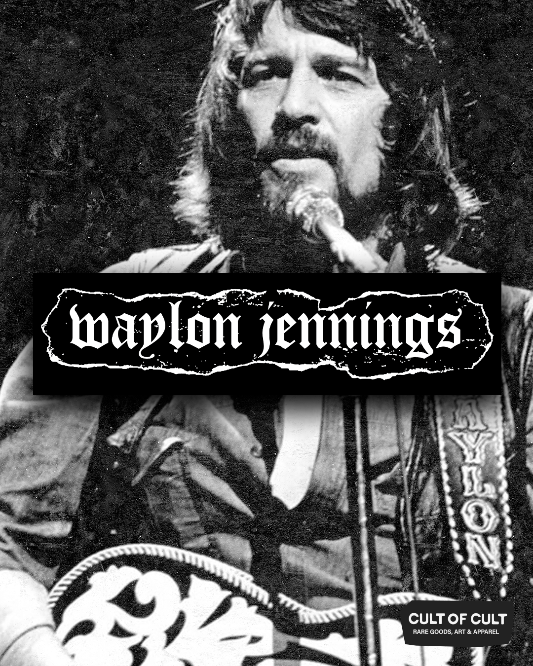 The Waylon Jennings full name bumper sticker shown individually