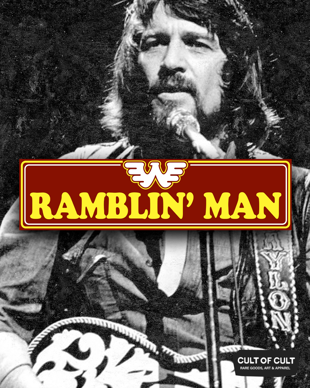 The Ramblin Man Waylon Jennings bumper sticker shown individually
