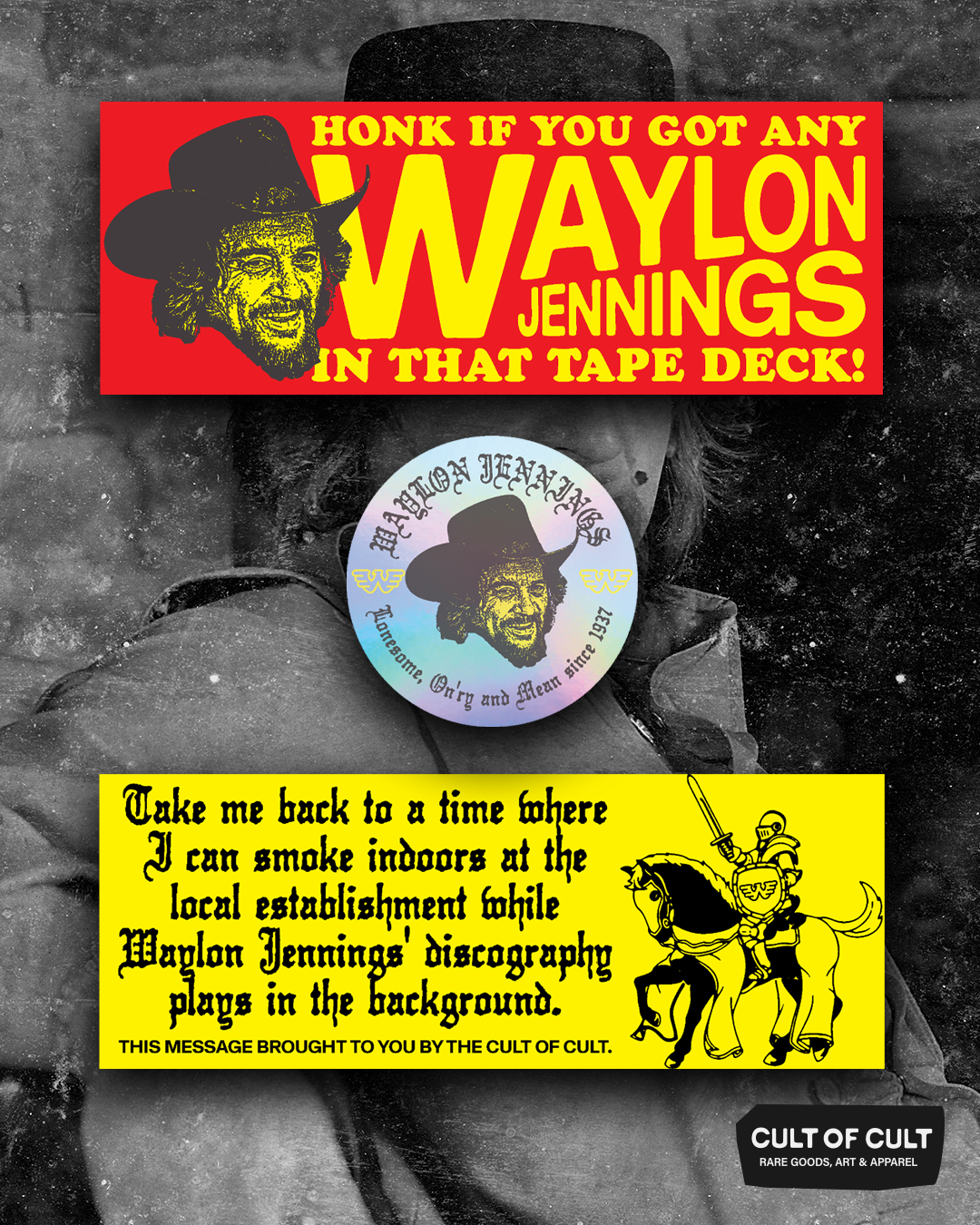 Waylon Jennings 2 Stickers