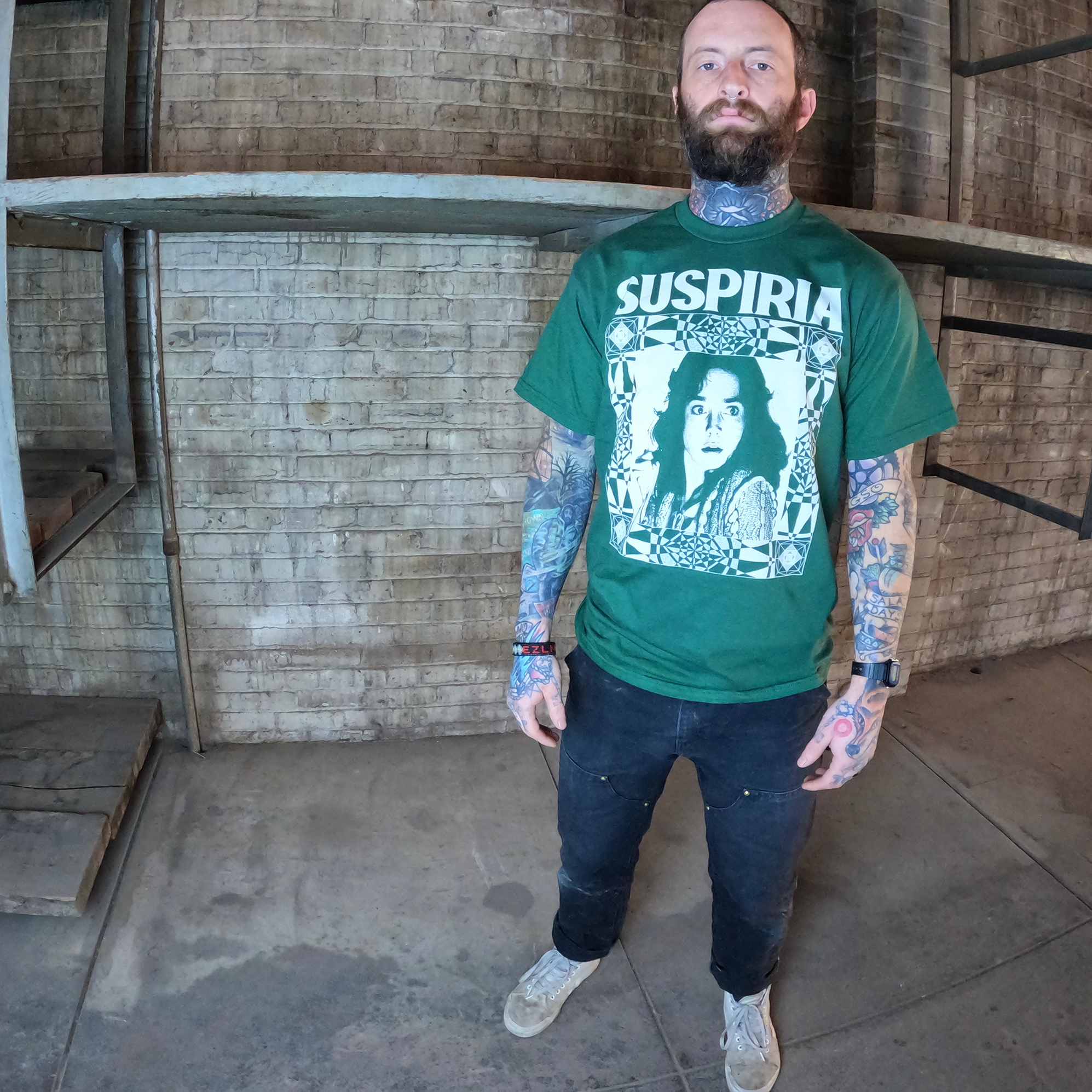 Suspiria 1977 Green Short Sleeve Model Front View