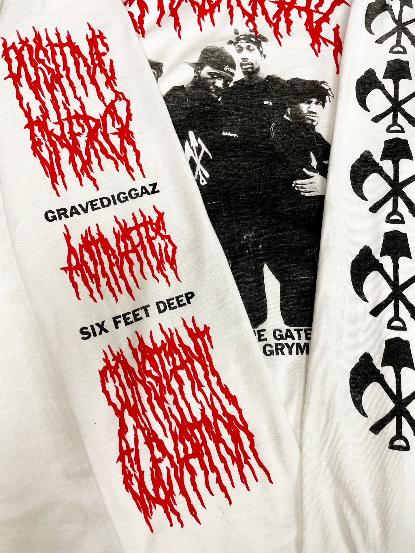 Gravediggaz White LS Close Up Front