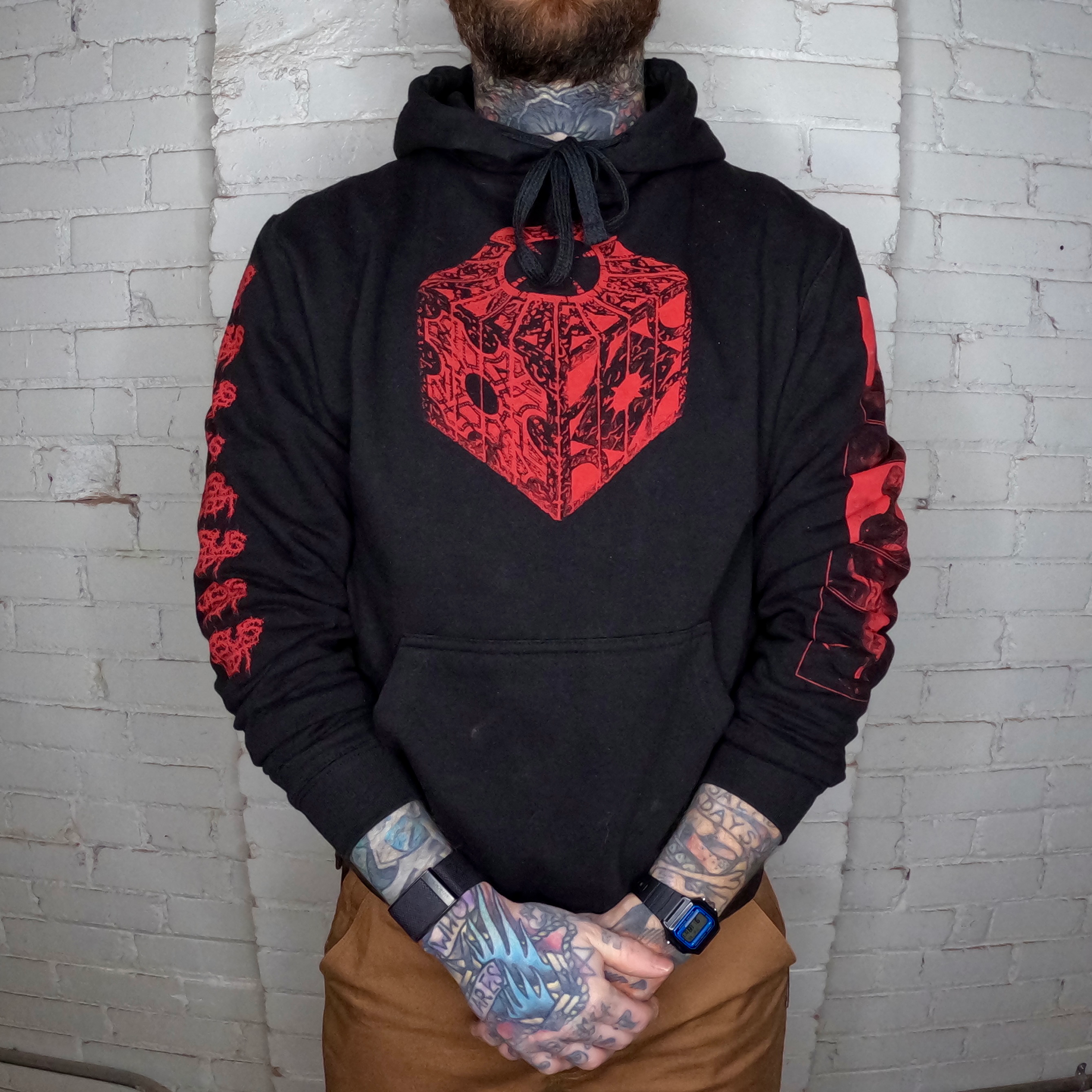 Hellraiser Cube Hoodie Model Front View